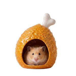 Nouveau Repaire Créatif en Forme de Nourriture pour Hamster : Cuisse de Poulet et Crevettes Frites en Céramique pour Décoration de <span class=keywords><strong>Cage</strong></span> de Hamster Syrien - Product Image 1
