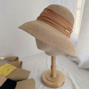 Wholesale Female <b>Straw</b> <b>Hat</b> With Satin Ribbon Breathable Fisherman Round Top Bowler <b>Hat</b> Foldable <b>Straw</b> Beach Sun <b>Hat</b> - Product Image 6