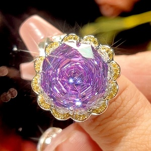 Wholesale Eco-friendly Copper Women Jewelry Set Gold Plated 16-10mm Purple Zircon Vintage Delicate Pendant <b>Earrings</b> Set - Product Image 4