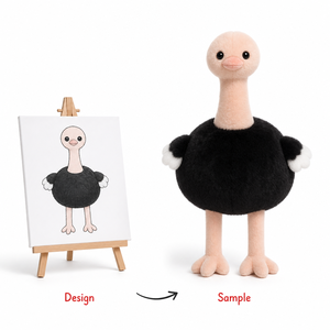 Fabricant de jouets en peluche personnalisés, poupée en peluche personnalisée, <span class=keywords><strong>autruche</strong></span>, <span class=keywords><strong>dessin</strong></span> animé, grand oiseau africain, jouet en peluche artisanal personnalisé - Product Image 1