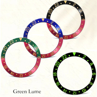 ROJF Lunette de montre lumineuse verte en aluminium de style vintage de 38mm pour boîtier de montre RLX Sei-ko de 40mm