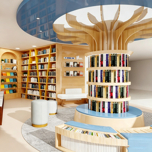 La Biblioteca Chiquitos utilizza vetrine multifunzionali per libri <span class=keywords><strong>con</strong></span> luci sopra le librerie e divani sotto. - Product Image 2