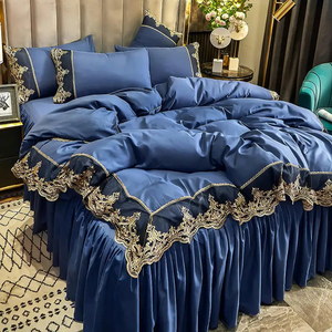Parures de lit de style européen en tissu polyester avec jupe de lit brodée sur mesure de haute qualité et dentelle de qualité supérieure - Product Image 4