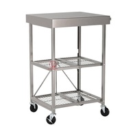 Chariot de stockage Boltless de chariot d'étagère de fil d'acier inoxydable de Trois-Couche