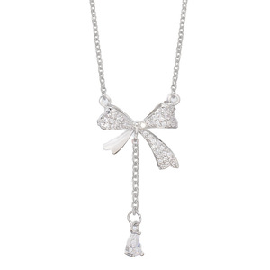 Collar <span class=keywords><strong>de</strong></span> Mujer Mylove <span class=keywords><strong>de</strong></span> Acero Inoxidable Plateado con Borla, Nudo <span class=keywords><strong>de</strong></span> <span class=keywords><strong>Mariposa</strong></span> y Circonita, <span class=keywords><strong>Cadena</strong></span> <span class=keywords><strong>de</strong></span> Eslabones Moderna para Regalo - Product Image 6