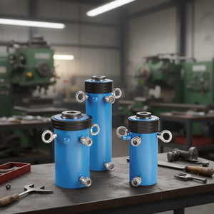 Vérins hydrauliques à double effet à piston creux bleus pour usage industriel - Product Image 3