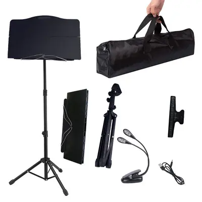 Factory supply folding portable metal music note stand for violin guitar guzheng music sheet stand with soft bag