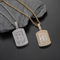Tendance de la mode, pendentif hip-hop de style européen-américain pour enfants chrétiens, en cuivre et laiton, pierres en zircon, forme carrée