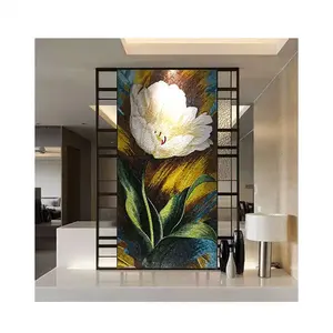 Glass Painting Designs Cutting Flower Pattern Decorative Mosaic Art Tile Picture Mural