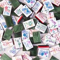 Set Ubin Mahjong Akrilik 3 Lapis Klasik Dewi Klasik Malachite, Ubin Mahjong Batu Permata Berkilau Zamrud, Karya Seni Ubin Mahjong