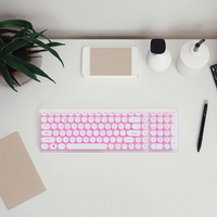 Nouvel arrivage de clavier divisé sans fil 2.4GHz, 86 touches de machine à écrire USB à membrane colorée pour ordinateur et ordinateur portable et bureau