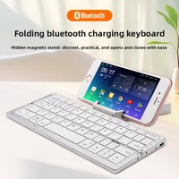 Kablosuz Makaslı Anahtarlı Katlanabilir Mini Klavye, iPad Tablet Telefon için Standlı - Taşınabilir Şarj Edilebilir