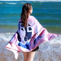Motif d'impression personnalisé toutes saisons Serviette de surf de plage en microfibre douce à séchage rapide Sports de natation en plein air