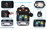 Sac à dos à langer grande capacité 19 poches avec chargement USB, porte-biberons isothermes, imperméable en tissu Oxford, sac de maman personnalisable