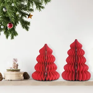 Estacional 3D papel panal árbol de Navidad tienda escaparate mesa de vacaciones acentos decorativos colores/tamaños personalizables