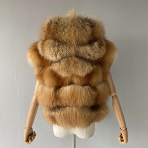 Jxwatcher 冬物卸売 新トレンド 高品質 レディース 本物フォックスファー フード付きベスト 女性用 ふわふわ リアルフォックスファー コートベスト - Product Image 5