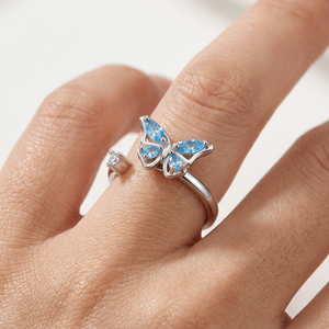 Butterfly Open <b>Ring</b> Adjustable Sterling <b>Silver</b> Zircon Crystal Women Fine Jewelry Gift for Wedding Party - Product Image 3