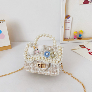 Bolsa de Dulces con Decoración Floral y Perlas, Mini Bolso Monedero de Hombro para Niñas - Product Image 3