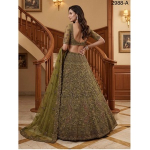 Best Quality Designer Embroidery Work <b>Net</b> Partywear Lehenga Choli with Sequins and <b>Dupatta</b> for Wedding Reception for Sale - Product Image 6