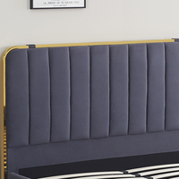 Lit plateforme pliable moderne de luxe, style Mid-Century, grand espace de rangement, rembourré en velours, écologique, durable, en bois doux