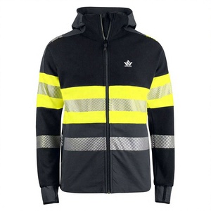 SPARKWELL <b>Men's</b> Hooded <b>Half</b>-<b>Zip</b> Windproof Knitted <b>Jacket</b> Raglan Sleeves Casual Winter Regular Fit 100% Polyester Black Yellow - Product Image 1