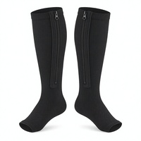 Bas de compression à bout ouvert avec fermeture éclair YKK, hauteur genou, à pression graduée, en tissu respirant pour le voyage et les soins infirmiers