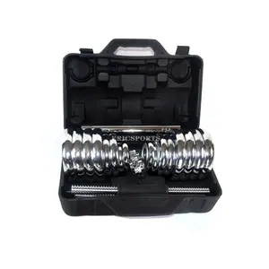 wholesales gym weight strength training adjustable Chrome 30kg dumbbell Barbell set
