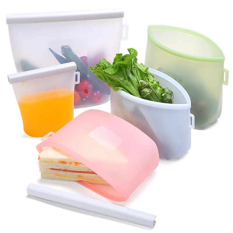 Best Seller Silicone Reusable Fresh Sealed Reusable Storage Container Silicone Food Bag Wholesale