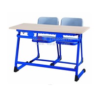 Mobilier de classe Mobilier d'étude scolaire Bureau d'étudiant avec chaises Design 2 Bureau d'école double pour étudiant Bureau d'école en bois