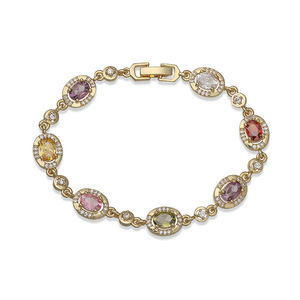<span class=keywords><strong>Bracelet</strong></span> pour femme en zircon coloré, style ancien vintage, avec incrustation de cuivre et zircon, forme ovale et œuf, à maillons superposés - Product Image 4