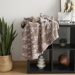 Novo design geométrico triangular cobertor, elegante, cinza, macio, downy, microfibra, sofá, cama, tricô, cobertor