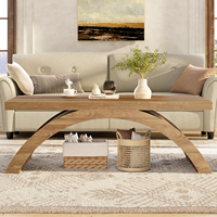 Table basse contemporaine OEM, finition naturelle, cinq cadres arqués, anti-basculement, capacité de 250 lb, mobilier de cocktail