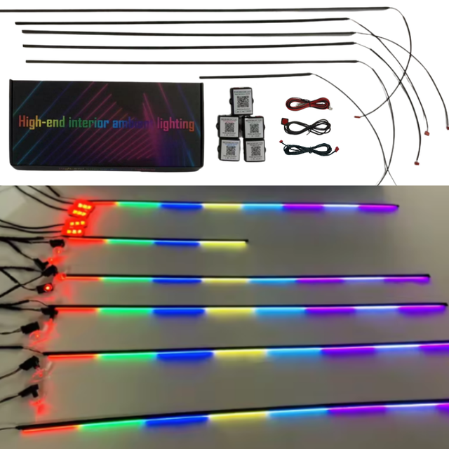 Car Ambient Light Kit 12V Bluetooth APP Music Sync RGB LED Strip Control Box Replacement Smart Ambient Light Controller