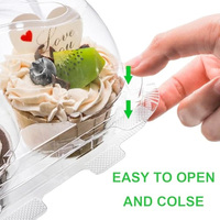 Boîte d'emballage individuelle à clapet jetable personnalisée en plastique PET transparent 4 supports pour conteneurs à cupcakes