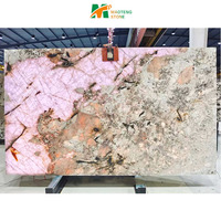 Brésil vente en gros moderne poli luxe blanc naturel Patagonie panneau mural translucide Pandora dalles de marbre