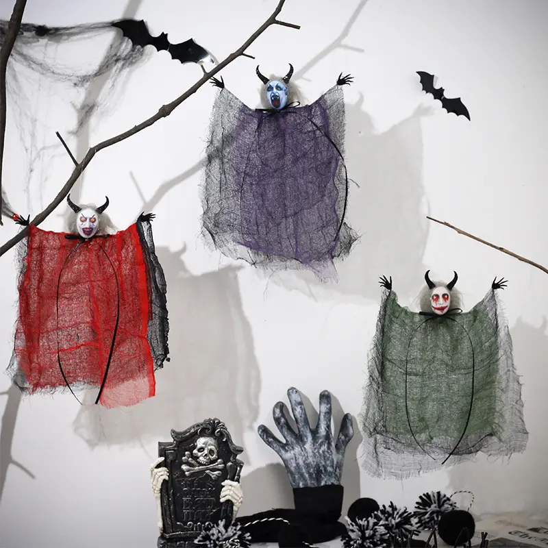 Haunted House Party Animatronics Hanging Grim Scary Red Demon Halloween Animated Props