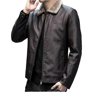 Shangqing erkek kış ceket kaliteli Slim-Fit deri ceket kürk yaka yeni varış rüzgar geçirmez sıcak rahat tarzı <span class=keywords><strong>M</strong></span>-5XL fermuar - Product Image 2