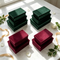Boîte rectangulaire en velours de haute qualité, ensemble de 3 pièces, boîte à fleurs, boîte cadeau en velours, boîte à roses en velours pour la Saint-Valentin
