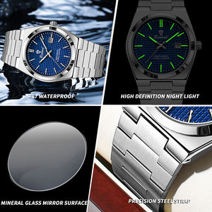 Reloj de Cuarzo para Hombre BINBOND 1128, Estilo Casual de Negocios, Esfera Grande de 41 mm, Pantalla con Agujas, Correa de Acero Inoxidable, Resistente al Agua 30M - Product Image 4