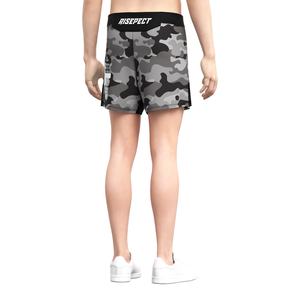 Shorts MMA BJJ à motif camouflage, sans velcro, séchage rapide, design structuré, ourlet fendu sur le côté pour l'entraînement martial - Product Image 6