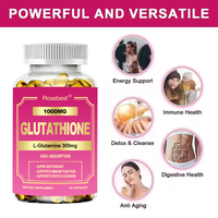 Complément alimentaire anti-âge et antioxydant personnalisé pour la santé de la peau, capsules molles de glutathion 1000 mg avec L-glutamine et vitamines C/D3