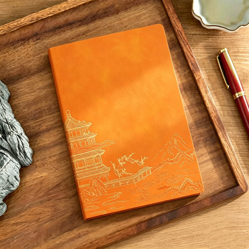 Couverture souple A5 tendance nationale orange gaufré doré