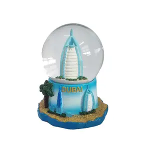 Globo de neve 3d para construção de dubai, resina de dubai, burj al árabe, burj khalifa, globo de neve de dubai, lembrança, globo de neve