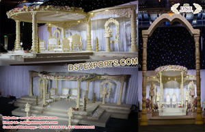 Grand Mandap en bois pour mariage, artisanat royal français, Mandap rond en bois, dernier Mandap en bois sculpté à la main pour mariage - Product Image 3