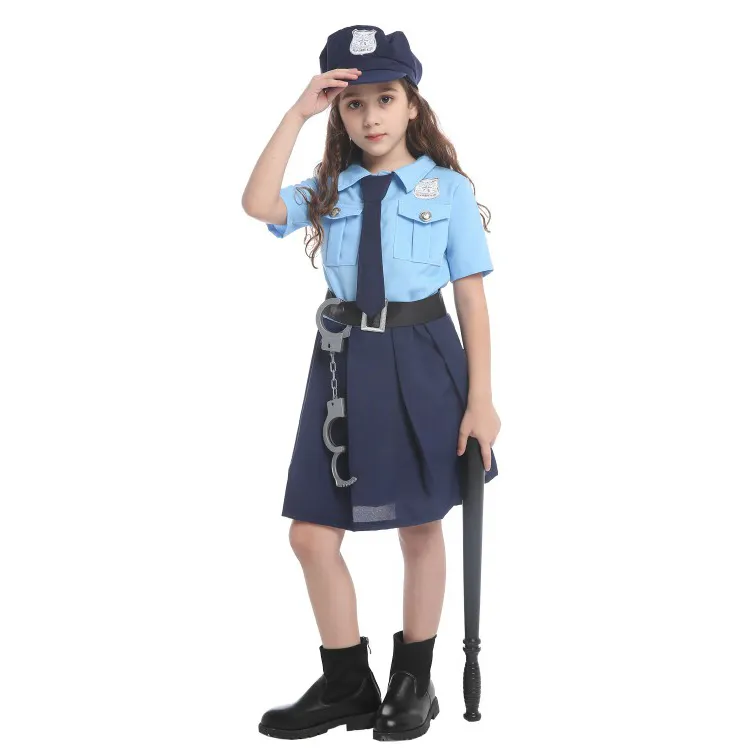 Kinderen Meisjes Politie Verkleden Kinderen Partij Carnaval Cosplay Agent Kostuum Halloween Rollenspel Politie Kleding Pak Sets