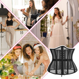 Corset en maille sous le buste pour femme, haut court à lacets, <span class=keywords><strong>Bustier</strong></span>, ceinture cintrée à la taille, Corset d'entraînement <span class=keywords><strong>Original</strong></span> en acier désossé à la taille - Product Image 5