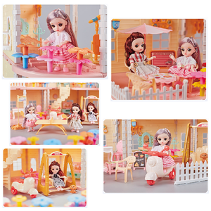 Mainan Pendidikan Pura-pura Bermain Rumah DIY Dipasang dengan Fungsi Cahaya dan Semprot Boneka Putri Bermain Mainan - Product Image 4