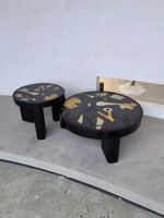 Ensemble de table basse ronde de luxe en panneaux de bois, style moderne, pour salon de villa, avec hauteur réglable, pour hall d'hôtel