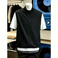Kaos Pria Lengan Pendek Model Longgar Warna Hitam Bahan Sutra Es Bernapas Cepat Kering Pakaian Olahraga Musim Panas