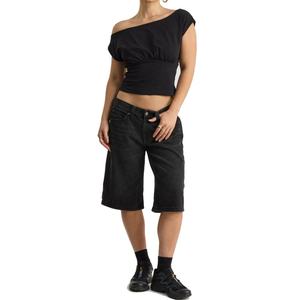 Novedades: Blusas Lisas de Color Sólido para Mujer, con Hombros Descubiertos, Estilo Murciélago, Doble Capa, con Logotipo Personalizado, Ajuste Delgado, Blusas de Verano para Chicas - Product Image 2